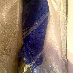 Royal blue knee length rhinestone boots! Rare find